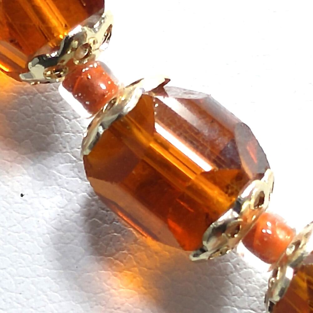1950s Japan Hand Cut Topaz Crystal Beaded Necklace NOS Vintage Jewelry - Picture 7 of 10